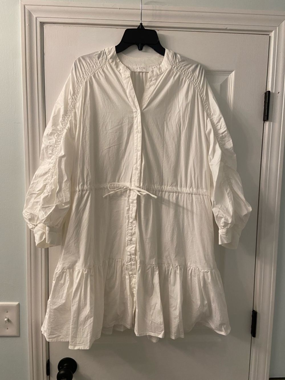 Astr White Button-Front Dress